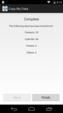 Copy My Data screen 2