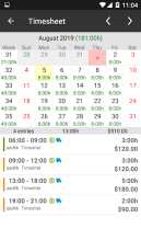 Timesheet screen 3